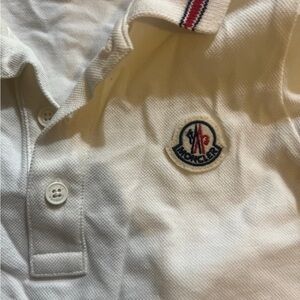 Moncler White Polo with Tricolor Logo Detail